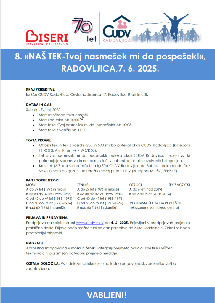 Razpis Naš tek 2025